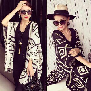 3/4-sleeve Patterned Knit Jacket