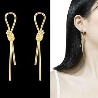 Copper Knot Dangle Earring 1 Pair - Sterling Silver Needle - Drop Earring - One Size
