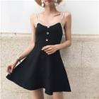 Strappy A-line Mini Knit Dress Black - One Size