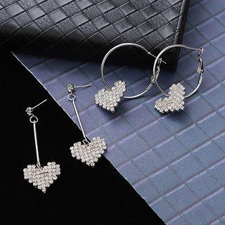 Rhinestone Heart-drop Earrings