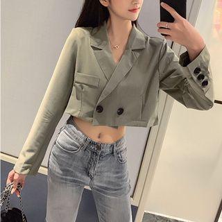 Long-sleeve Plain Cropped Blazer
