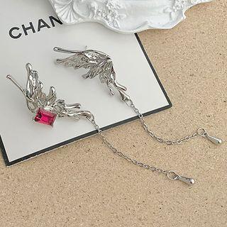 Butterfly Faux Crystal Earring 1 Pair - Silver - One Size