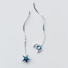 S925 Sterling Silver Non Matching Star Drop Earring