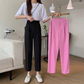 High-waist Plain Cropped Dress Pants