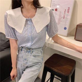 Contrast Collar Lace Blouse