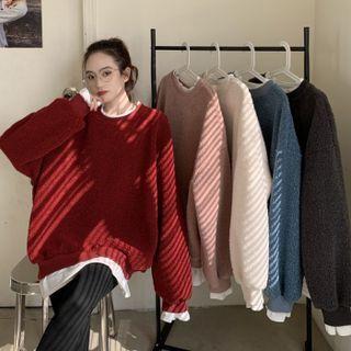 Plain Mock Two-piece Oversize Sweatshirt