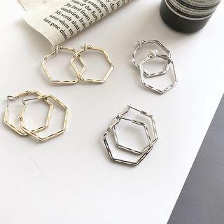 Hexagon Hoop Earring