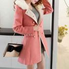 Furry Collared Woolen Long Coat