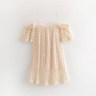 Short-sleeve Cold-shoulder Crochet Lace Dress