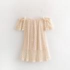Short-sleeve Cold-shoulder Crochet Lace Dress