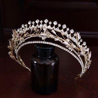 Rhinestone Wedding Tiara Gold - One Size