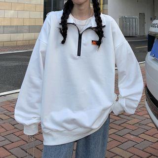 Set: Half-zip Sweatshirt + Chained Mini Crossbody Pouch