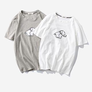 Short-sleeve Elephant Printed T-shirt