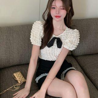 Short-sleeve Textured Top / Shorts