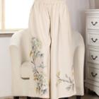 Floral Print Linen Gaucho Pants