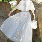 Set: Elbow-sleeve Cape Top + Sleeveless Dress