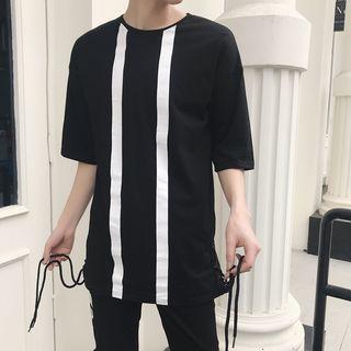 Side Lace-up Elbow-sleeve T-shirt