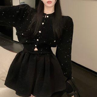 Glitter Cardigan / A-line Skirt