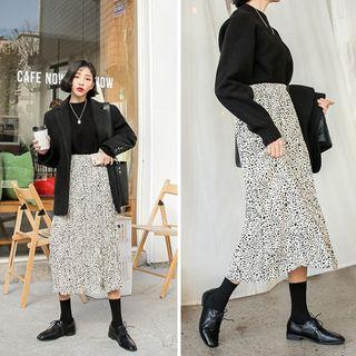 Crinkled Patterned Midi Skirt