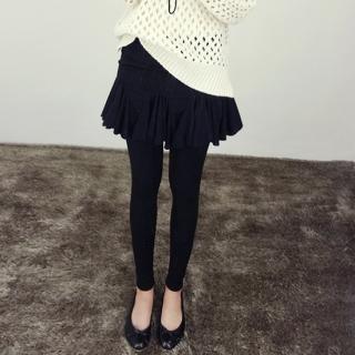 Inset Ruffled A-line Miniskirt Leggings