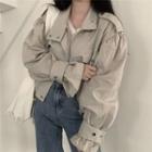 Balloon-sleeve Trench Jacket As Shown In Figure - One Size