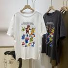 Round-neck Short-sleeve Cartoon Print Top