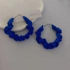 Shirred Fabric Hoop Earring 1 Pair - Blue - One Size