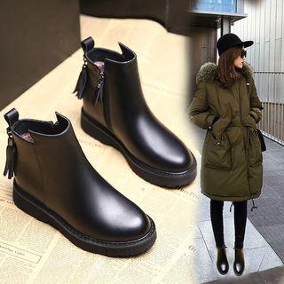 Faux Leather Tassel Short Boots
