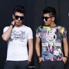 Short-sleeve Silk Printed T-shirt