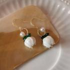 Flower Faux Pearl Alloy Dangle Earring 1 Pair - C-726 - White - One Size