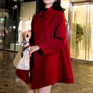 Peter Pan Collar Hidden Button Plain Coat