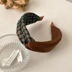 Houndstooth Knot Fabric Headband Green & Coffee - One Size
