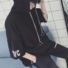 Couple Matching Elbow-sleeve Letter Hoodie