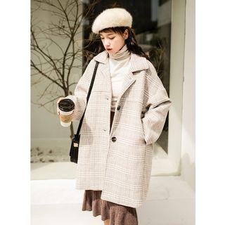 Plaid Long Button-up Coat