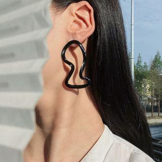 Glaze Irregular Hoop Earring 1 Pair - Black - One Size