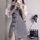 Off-shoulder Gingham Mini A-line Dress
