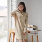 Half-placket Canvas Mini Shirtdress