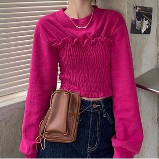 Smocked Ruffled Sweatshirt