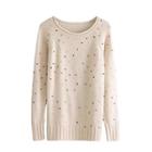 Beaded Long Sweater White - One Size