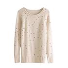Beaded Long Sweater White - One Size
