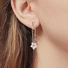 Flower Rhinestone Chained Dangle Earring