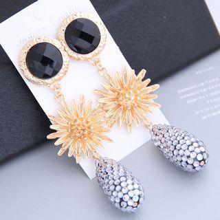 Faux Crystal Alloy Flower Rhinestone Drop Earring