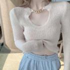 Chain Cutout Knit Crop Top