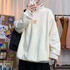 Mock-neck Cross Embroidered Sweatshirt