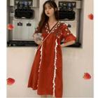 Tassel Detail Elbow-sleeve A-line Dress
