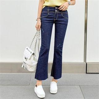Hidden Band Waist Boot-cut Jeans