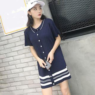 Short-sleeve Collared Knitted Dress
