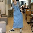 Washed Denim Maxi Overall Dress