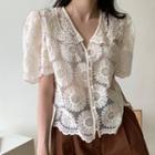 Floral Short-sleeve Lace Shirt