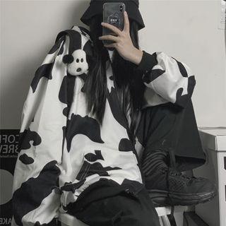 Cow-print Zip Jacket White - One Size